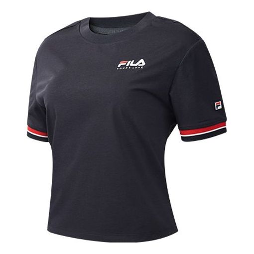 Women's FILA ATHLETICS Professional Tennis Sports Short Sleeve Sapphire T-Shirt A11W023101F-NV T-shirts - KICKSCREW