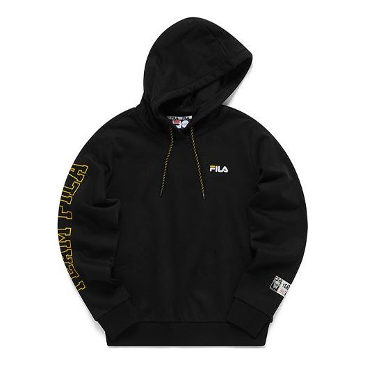 (WMNS) Fila FUSION Casual Printing hooded Pullover Knit Hoodie Black T11W115203F-BK