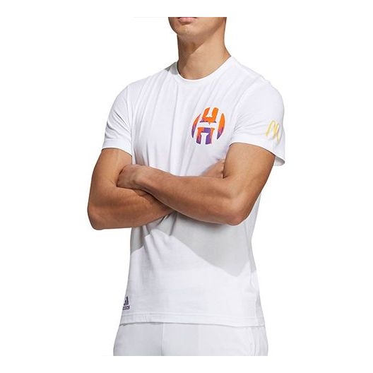 Men's adidas Harden Sauce James Harden Short Sleeve White T-Shirt GM4058