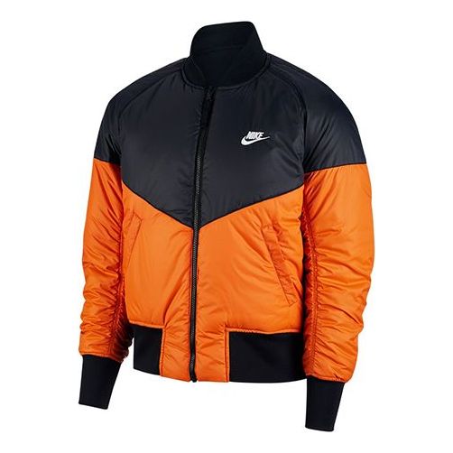 Nike baseball padded Jacket flight Jacket Men Orange/Black AR2184-012