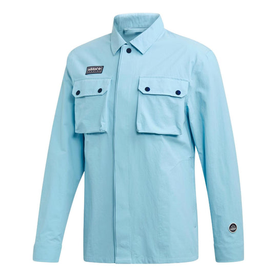 Men's adidas originals Solid Color Zipper Long Sleeves Sports Jacket Blue DY5863
