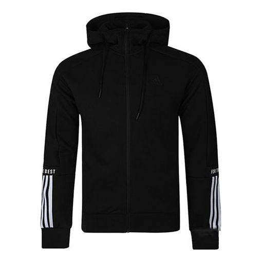 adidas Cozy Sports Knit hooded Jacket Black FJ0186