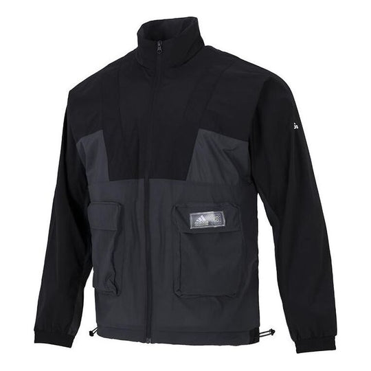 Men's adidas Colorblock Logo Big Pocket Jacket Autumn Black HE9929