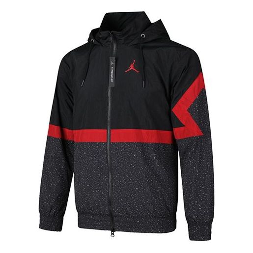 Air Jordan Sports Windproof Hooded Jacket Black Red CZ2495-010 - KICKS CREW