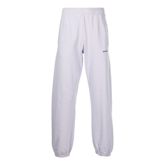 Men's OFF-WHITE SS22 Iconic Twill Printing Sports Pants/Trousers/Joggers Version Light Grey OMCH029F22FLE0043610