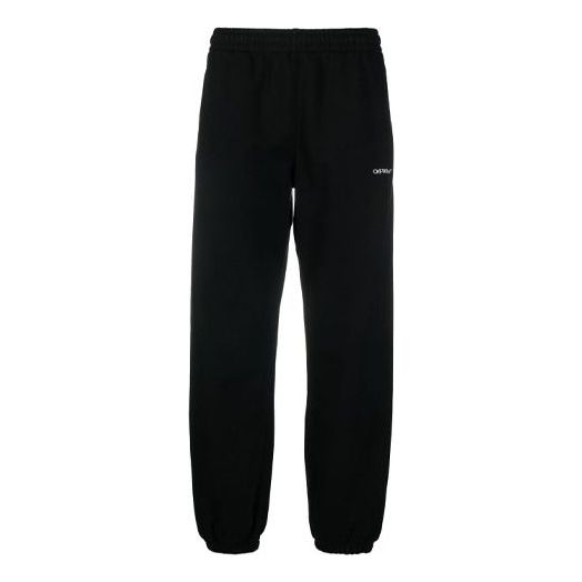 Men's OFF-WHITE Logo Solid Color Bundle Feet Sports Pants/Trousers/Joggers Black OMCH030F21FLE001 Sweat Pants - KICKSCREW
