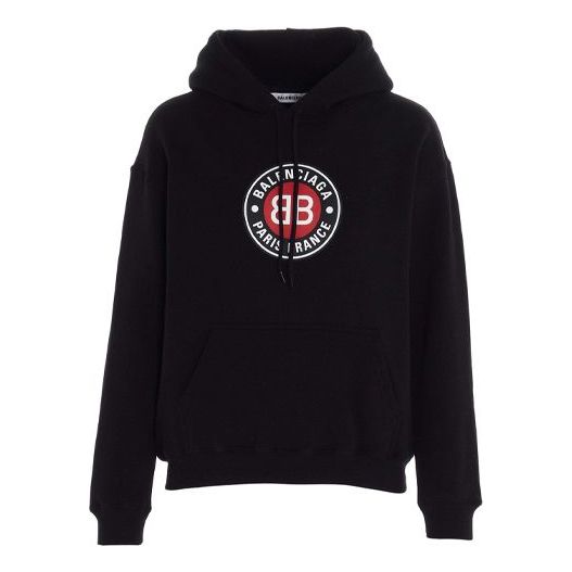 Balenciaga BB Logo hooded Long Sleeves Hoodie Black 612959TJVD71000