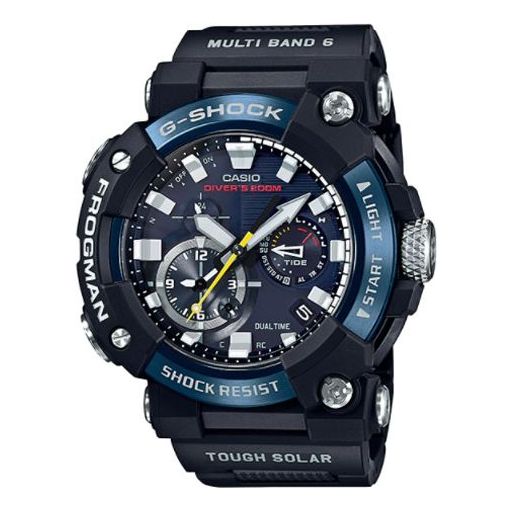 Men's CASIO Master of G Series Ocean Fashion Stylish Bluetooth Solar Energy Sapphire Crystal 200 Meter Antimagnetic Shockproof Waterproof Sports Stainless Steel Resin Strap Blue Black Watch Solar Powered Mens BlueBlack Analog GWF-A1000C-1A Watches - KICKSCREW