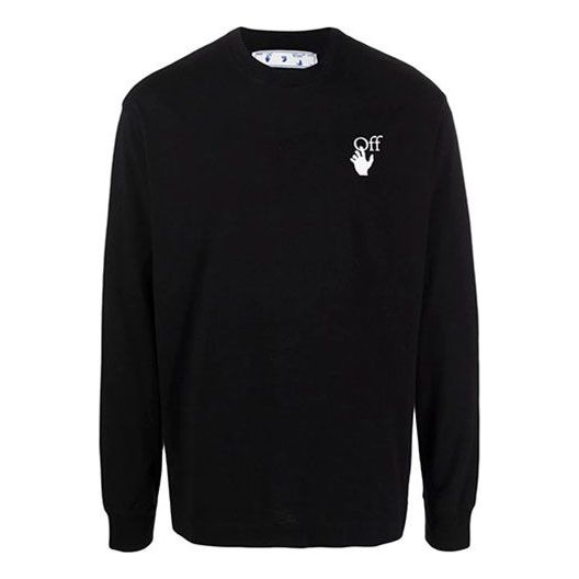 Men's OFF-WHITE FW21 Contrasting Colors Logo Round Neck Long Sleeves Black T-Shirt OMAB064F21JER0091001