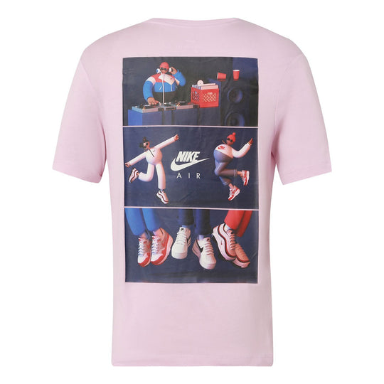 Nike Sportswear Logo Back Pattern Printing Casual Short Sleeve Pink CW0414-676
