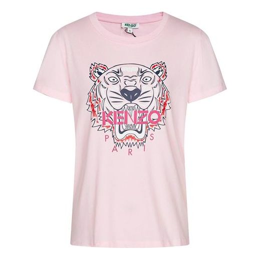 KENZO Tiger Head Printing Pattern Round Neck Short Sleeve Pink F952TS7214YB-33