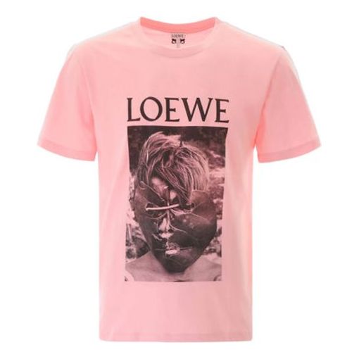 Men's LOEWE Ken Heyman Printing Cotton Short Sleeve Pink H6109980PC-7080