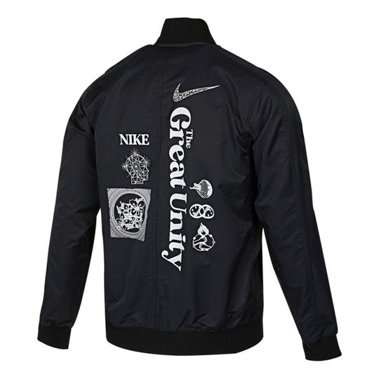 Men's Nike Sportswear Alphabet Logo Printing Athleisure Casual Sports Woven Jacket Autumn Black DM7900-010