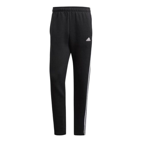 Men's adidas Solid Color Stripe Knit Sports Pants/Trousers/Joggers Black BK7422