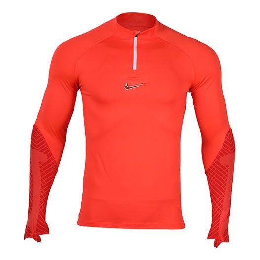 Men's Nike Soccer/Football Half Zipper Stand Collar Long Sleeves Pullover Deep Red T-Shirt DH8733-635