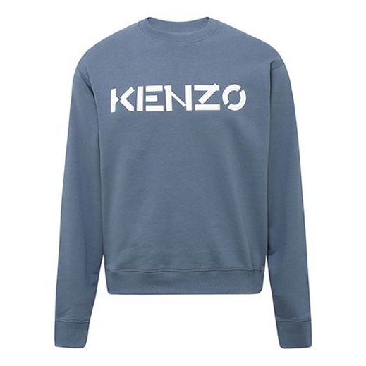 Men's KENZO SS21 Alphabet Logo Printing Pullover Long Sleeves Light Blue FA65SW0004MD-67
