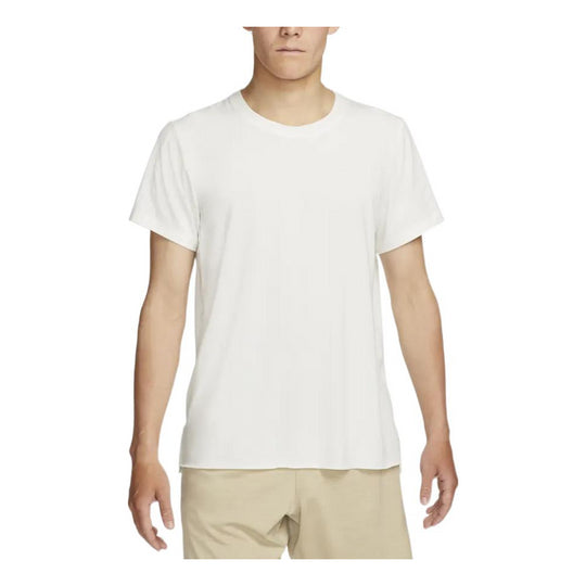 Men's Nike Yoga Dri-FIT Moisture Conduction Quick Dry Solid Color Round Neck Short Sleeve Light Grey T-Shirt DM7826-133