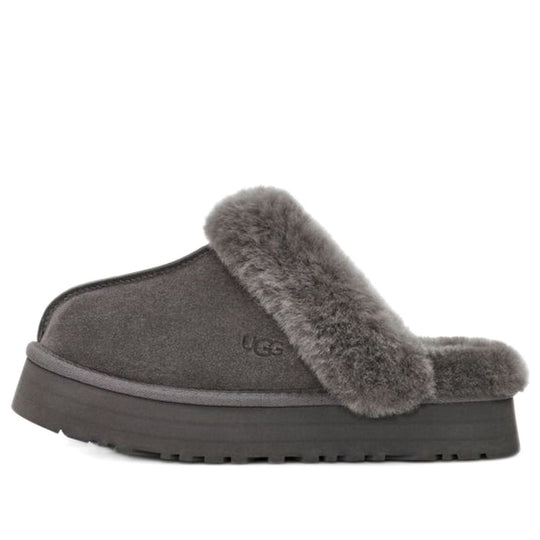 (WMNS) UGG Disquette Fluff Gray Slippers 1122550-CHRC