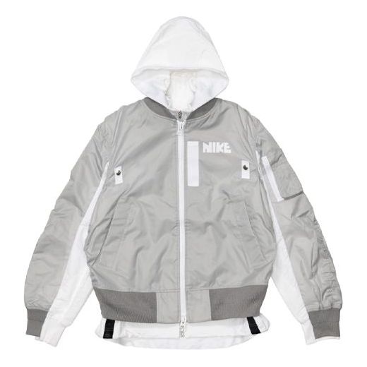 Nike x Sacai Crossover Double Layer Sports Hooded Jacket Asia Edition Gray CZ4697-097