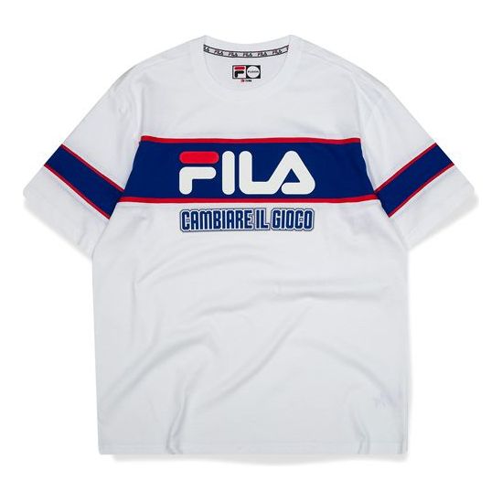 FILA FUSION Alphabet Printing Round Neck Sports Short Sleeve White T11 ...
