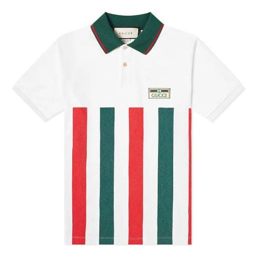 GUCCI Striped Webbing Oversized Polo Shirt For Men White 623242-XJCGQ- -  KICKS CREW