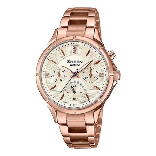 CASIO SHEEN Waterproof Stainless Steel Strap Unisex Rose Gold Analog SHE-3047PG-9AQ