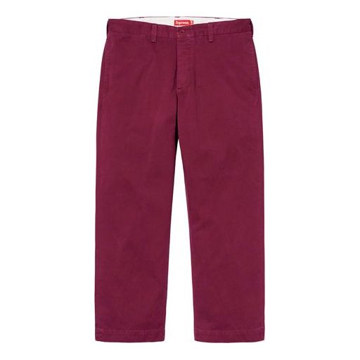Supreme FW19 Week 7 Crown Chino Pant Pocket Logo Casual Long Pants/Trousers Purple Red SUP-FW19-687 Casual Pants - KICKSCREW