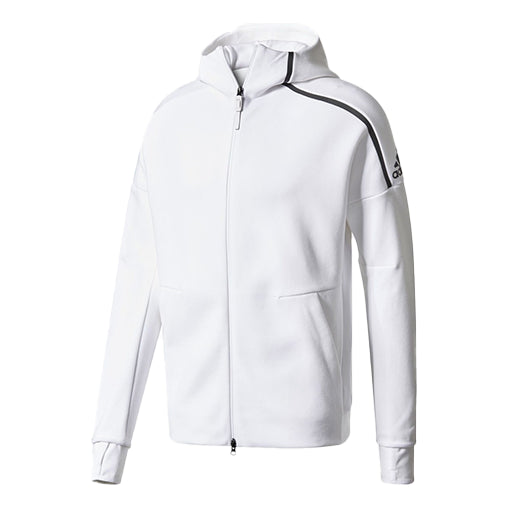 Men's adidas Logo Knit White Hooded Jacket CD6277