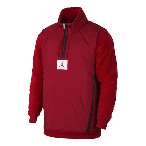 Air Jordan Pullover Fleece Lined Sports Jacket Red AH6256-687