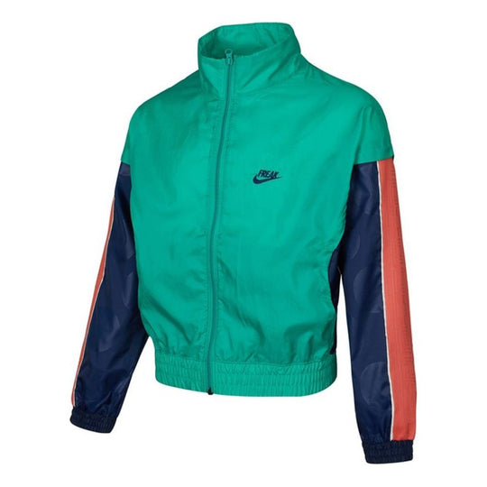 Nike Giannis Lightweight Colorblock Athleisure Casual Sports Woven Stand Collar Jacket Green DA5670-372