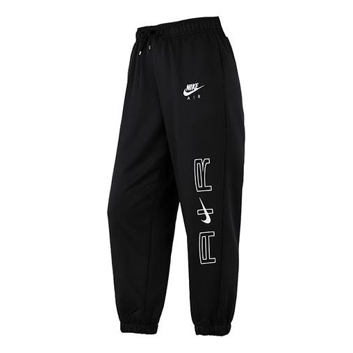 (WMNS) Nike Air Printing Sports Lacing Loose Bundle Feet Black Pants D ...