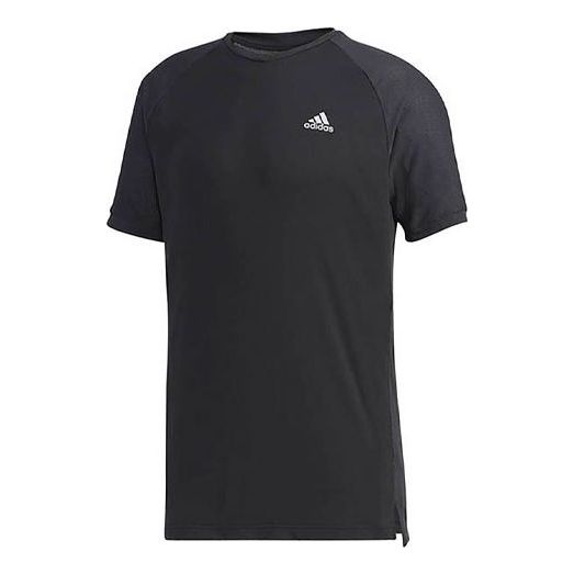 Men's adidas Logo Round Neck Sports Short Sleeve Black T-Shirt FK1418 ...
