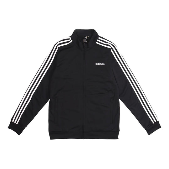 adidas Knit Stand Collar Loose Windproof Sports Logo Jacket Black DQ3070