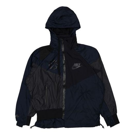 (WMNS) Nike x Sacai Hooded Anorak Splicing Hooded Jacket Black CD6298-010