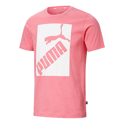 Men's PUMA Big Logo Printing Round Neck Short Sleeve Pink 583837-14