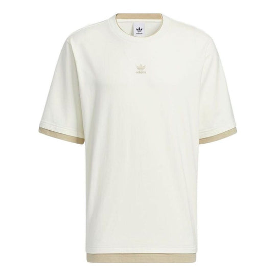 Men's adidas originals Splicing Logo Round Neck Short Sleeve Japanese Version White T-Shirt HM7992
