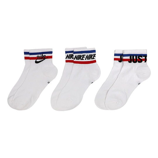 Nike Athleisure Casual Sports Breathable Mid Tops Socks Couple Style 3 Pairs White DA2612-100