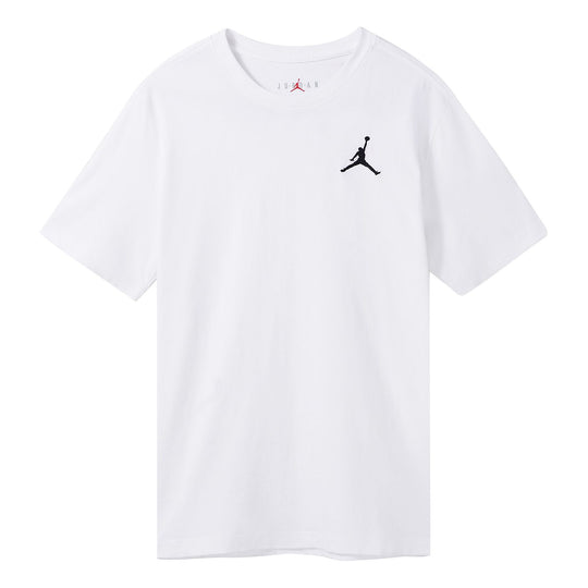 Air Jordan Jumpman Logo Embroidery Sports Round Neck Short Sleeves T Shirt Men s White DC7486-100