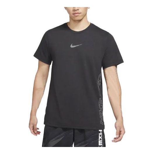 Men's Nike Solid Color Training Alphabet Logo Printing Short Sleeve Black T-Shirt DD1829-010