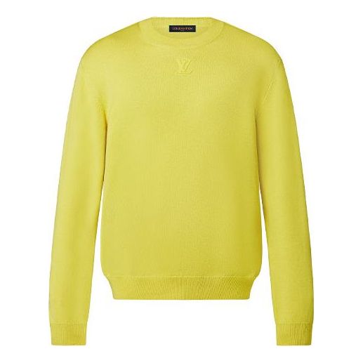 Men's LOUIS VUITTON FW21 Logo Embossing Round Neck Long Sleeves Yellow 1A9FPU