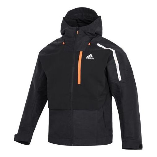 Men's adidas Th Protek Wvjkt Athleisure Casual Sports Solid Color Hooded Woven Jacket Black HM5165