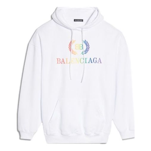 Balenciaga Rainbow Logo Hoodie White 570798TEV509044