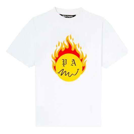 Palm Angels Burning Head Short-Sleeve T-Shirt 'White/Yellow' PMAA001R21JER0040118