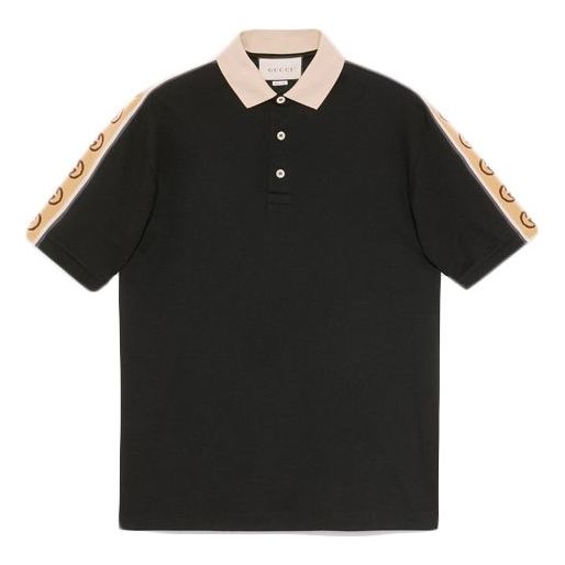 Gucci Interlock Double G Stripe Polo Shirt Black 598949-XJB0Q-1082