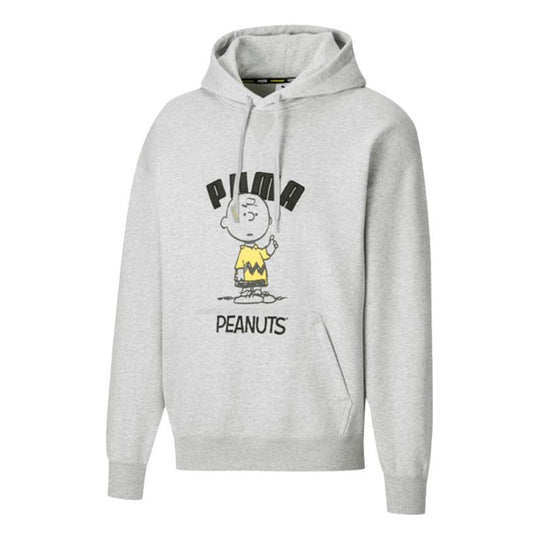 PUMA x Peanuts Crossover Printing Fleece Lined Stay Warm Sports Pullover Gray 530614-04