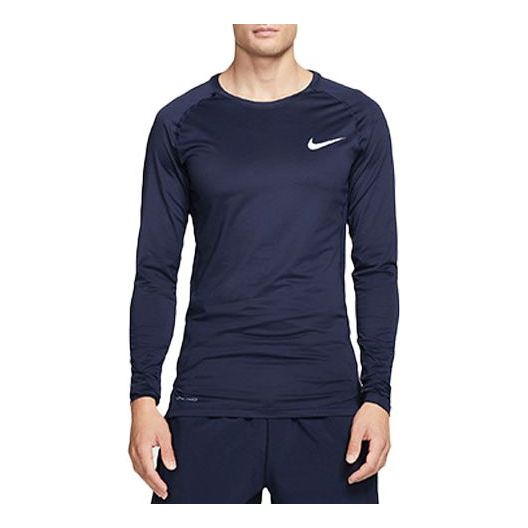 Nike Pro Casual Sports Training Long Sleeves Tight Gym Clothes Navy Blue BV5589-452