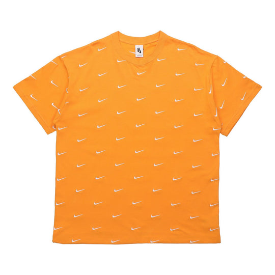 Men's Nike Nrg Swoosh Logo Tee Full Print logo Embroidered Short Sleeve Yellow T-Shirt CK4094-886
