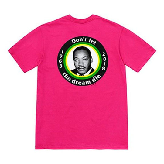 Supreme SS18 MLK Dream Tee Hot Pink Martin Luther Gold Short Sleeve Unisex T-Shirt SUP-SS18-357 T-shirts - KICKSCREW