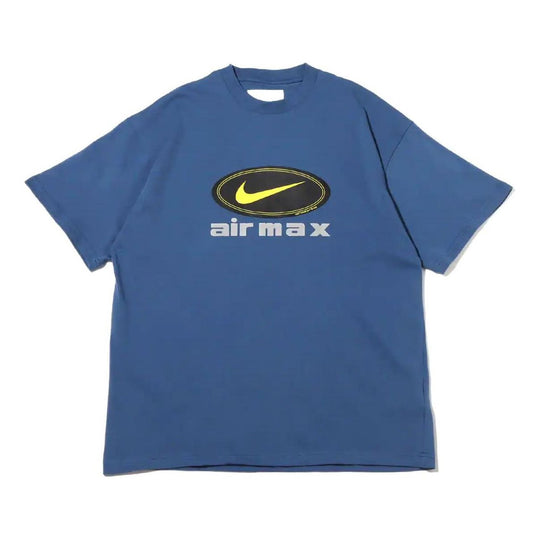 Men's Nike Logo Alphabet Printing Breathable Round Neck Short Sleeve Dark Blue T-Shirt DV9400-410