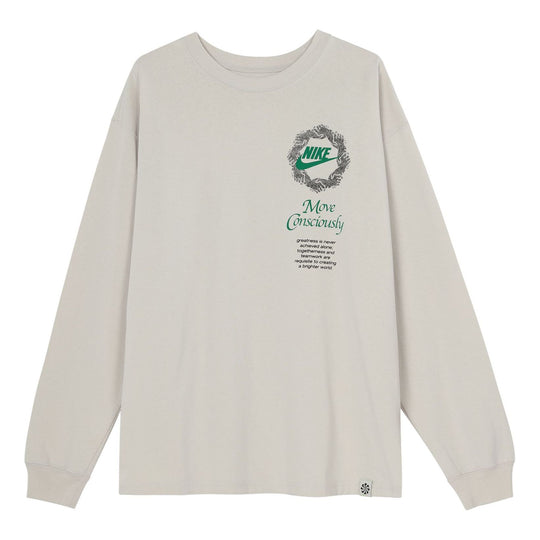 Men's Nike Sportswear Alphabet Printing Long Sleeves Autumn Light Bone T-Shirt DN5141-072
